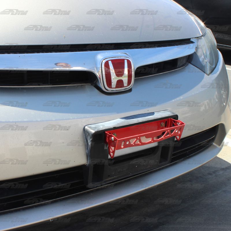 JDM RED Brushed Aluminum Front Adjustable Tilt License Plate Bracket